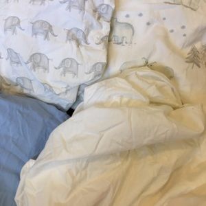 Pottery Barn Kids bedsheets & gingham bedskirt
